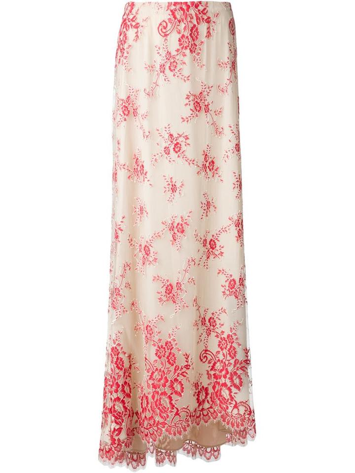 Alice+olivia 'kira' Lace Skirt, Women's, Size: 6, Nude/neutrals, Nylon/polyester/spandex/elastane