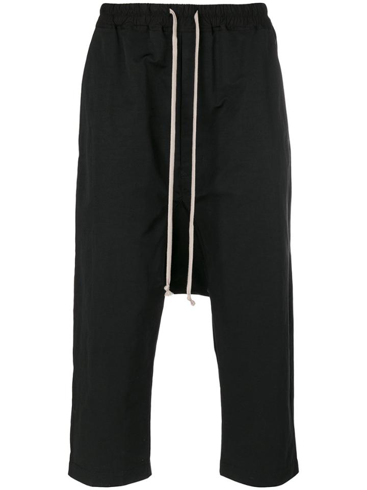 Rick Owens Cropped Drop-crotch Trousers - Black