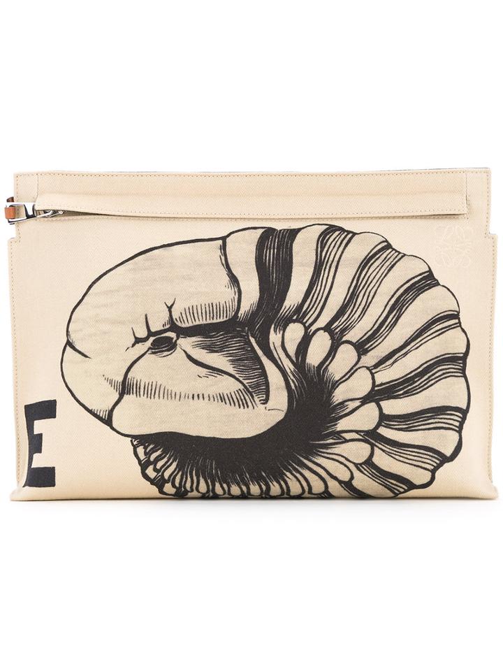 Loewe - Fossil Print Pouch - Unisex - Lamb Skin - One Size, Nude/neutrals, Lamb Skin