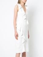 Rebecca Vallance Ruffled V-neck Dress - White