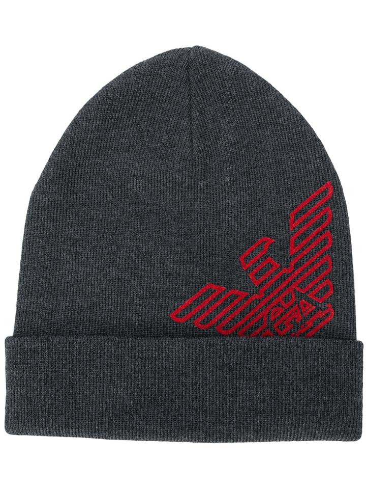 Emporio Armani Maxi Logo Beanie - Grey