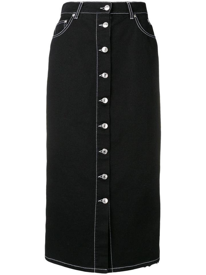 Msgm Fitted Button Skirt - Black