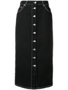 Msgm Fitted Button Skirt - Black