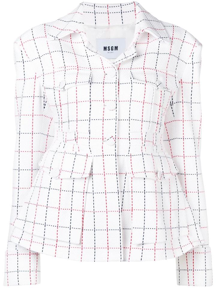 Msgm Checked Stitch Jacket - White