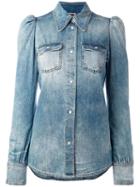 Roberto Cavalli Puff Sleeve Denim Shirt, Women's, Size: 40, Blue, Cotton