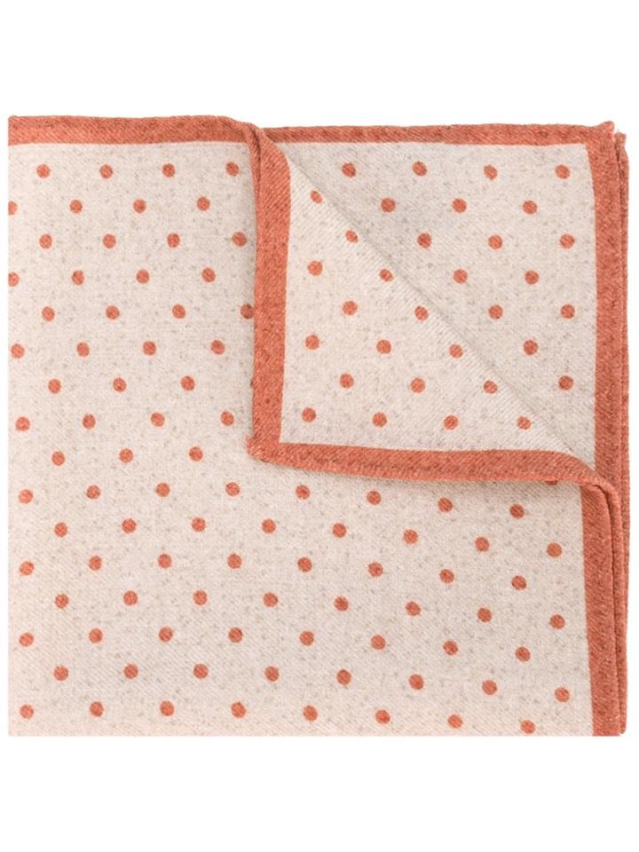 Eleventy Polka Dot Pocket Square Scarf - Brown