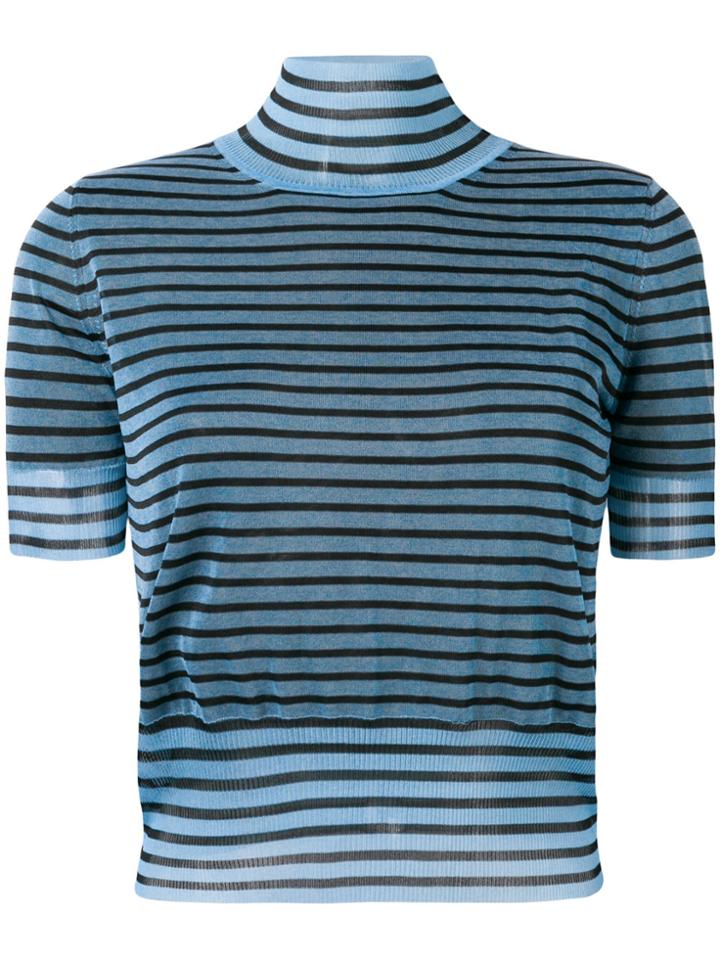 Fendi Striped Turtle Neck Sweater - Blue