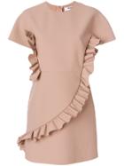 Msgm Ruffle Detail Fitted Dress - Nude & Neutrals