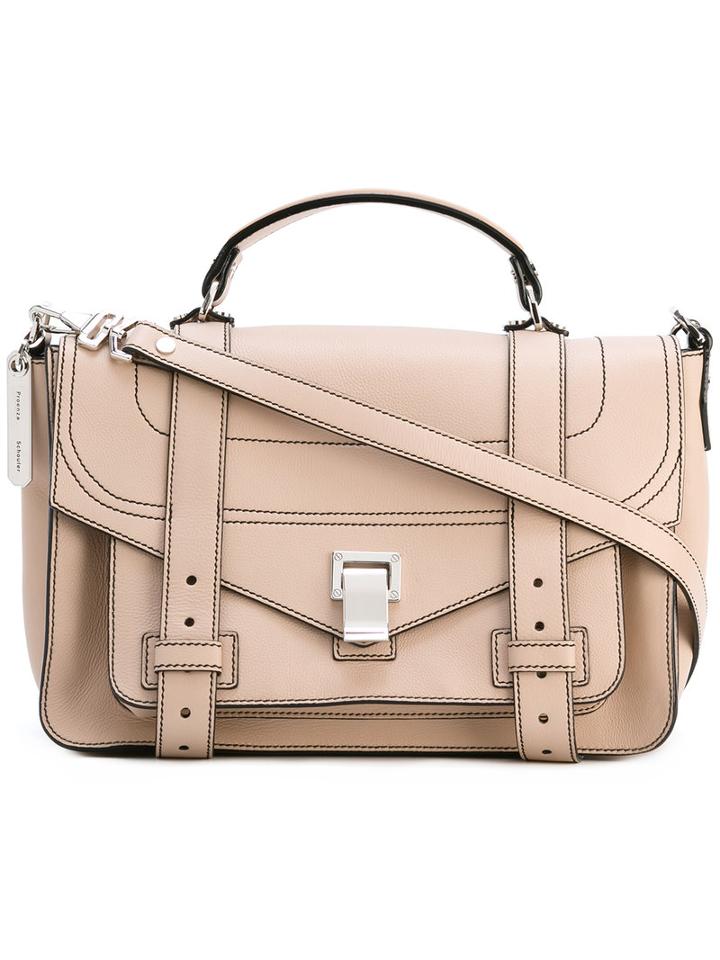Proenza Schouler - Contrast Stitch Satchel - Women - Leather - One Size, Nude/neutrals, Leather