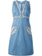Manoush Embellished Denim Dress, Women's, Size: 36, Blue, Cotton