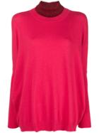Phisique Du Role Lurex Collar Mock Neck Sweater - Red