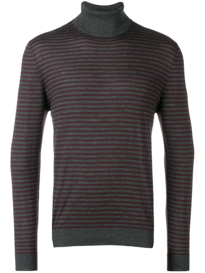 Eleventy Striped Turtleneck Pullover - Red