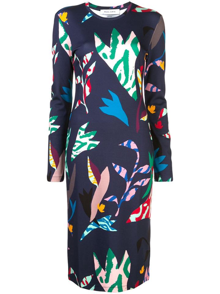Prabal Gurung Animal Floral Shift Dress - Blue