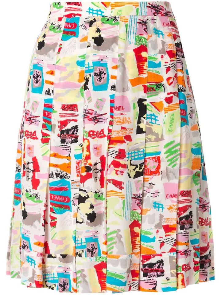 Chanel Pre-owned Printed Pleated Mini Skirt - Multicolour