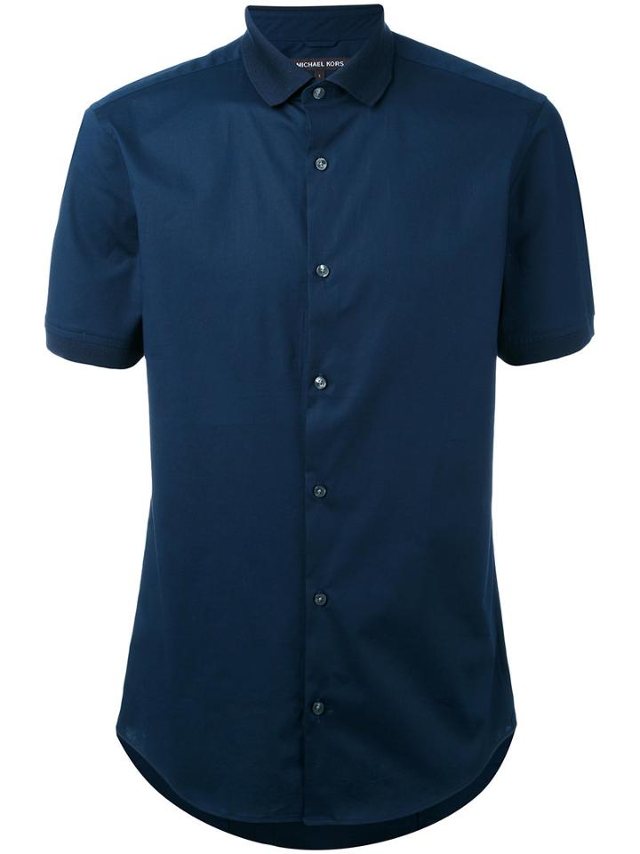 Michael Kors - Short-sleeve Shirt - Men - Cotton/spandex/elastane - S, Blue, Cotton/spandex/elastane