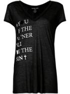 Thomas Wylde Quote Print V-neck T-shirt - Black