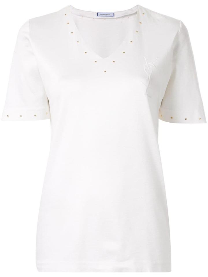 Yves Saint Laurent Vintage Stud Embellished Top - White