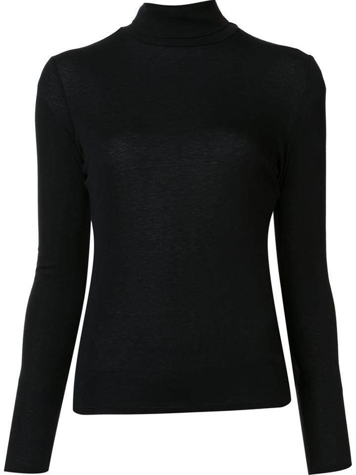 Frame Denim 'le Fitted' Turtleneck Pullover, Women's, Size: Small, Black, Silk