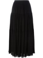 Saint Laurent Ruffled Maxi Skirt, Women's, Size: 40, Black, Viscose/cotton