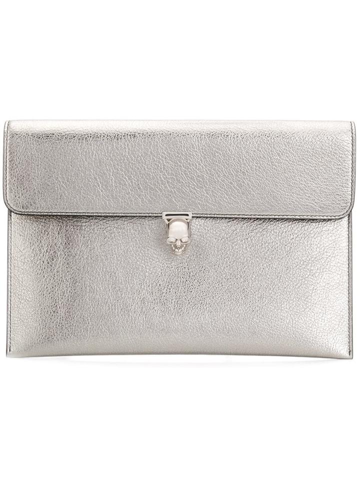 Alexander Mcqueen Skull Clutch - Silver