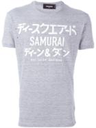 Dsquared2 Samurai Print T-shirt, Men's, Size: Medium, Grey, Cotton/viscose