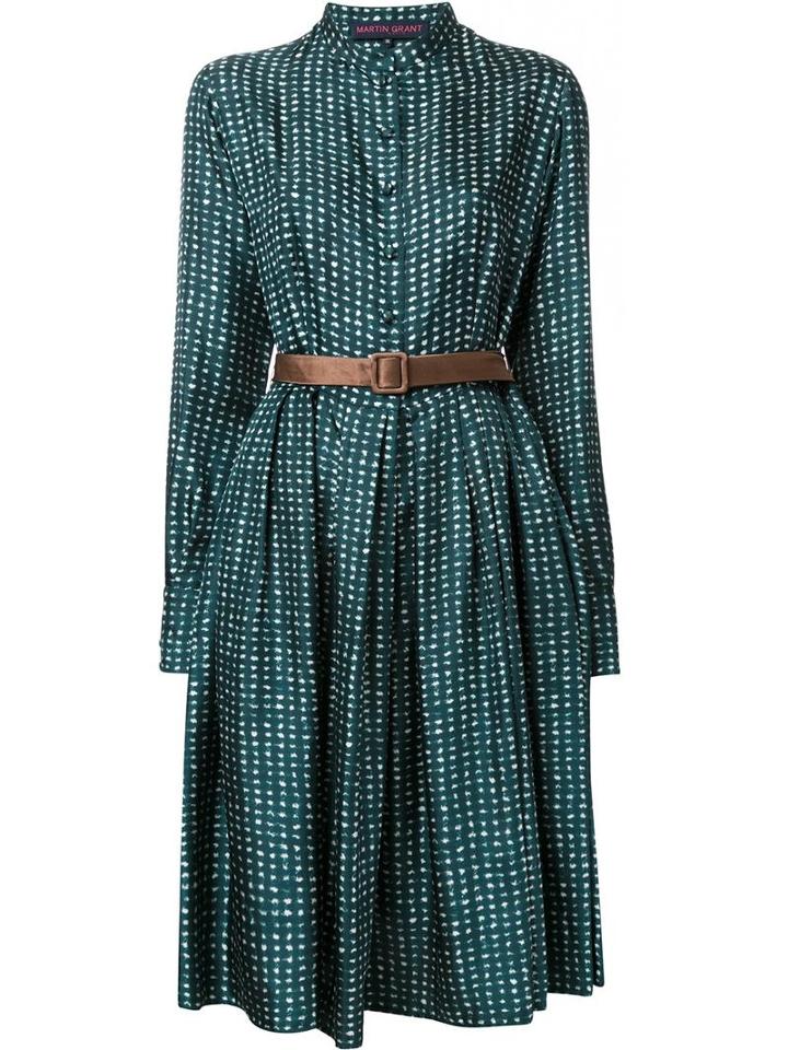 Martin Grant Printed Buttoned Dress, Women's, Size: 40, Green, Cotton/silk