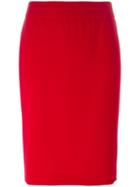 Armani Collezioni Rear Slit Pencil Skirt, Women's, Size: 46, Red, Polyester