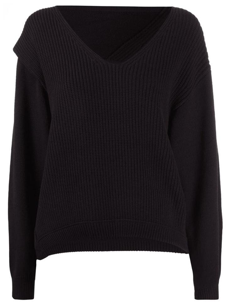 T By Alexander Wang Ribbed Knit Sweatshirt - Black