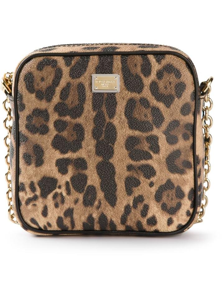 Dolce & Gabbana Leopard Print Mini Shoulder Bag, Women's, Nude/neutrals, Pvc/leather