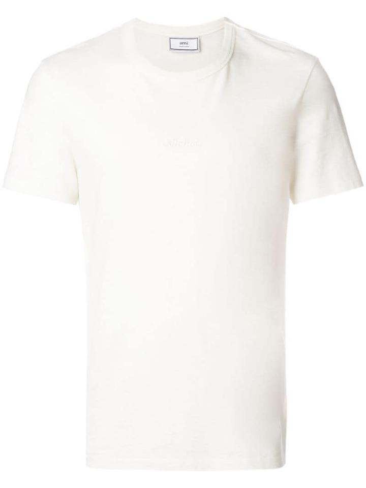 Ami Paris T-shirt With Silence Embroidery - White