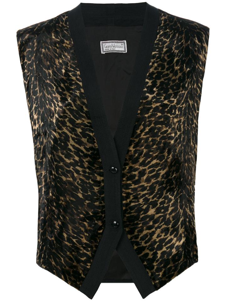 Versace Vintage Animal Printed Waistcoat - Black