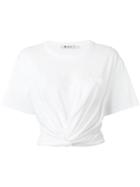 T By Alexander Wang Knot Hem Cropped T-shirt, Women's, Size: Medium, White, Cotton