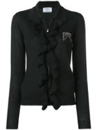 Prada Ruffled Knitted Cardigan - Black