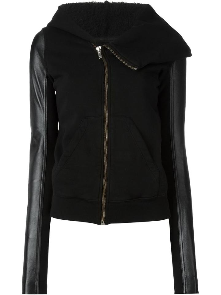 Rick Owens Drkshdw Sweatshirt With Leather Sleeves