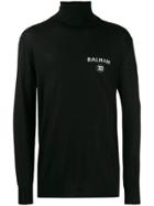 Balmain Intarsia Logo Turtleneck Sweater - Black