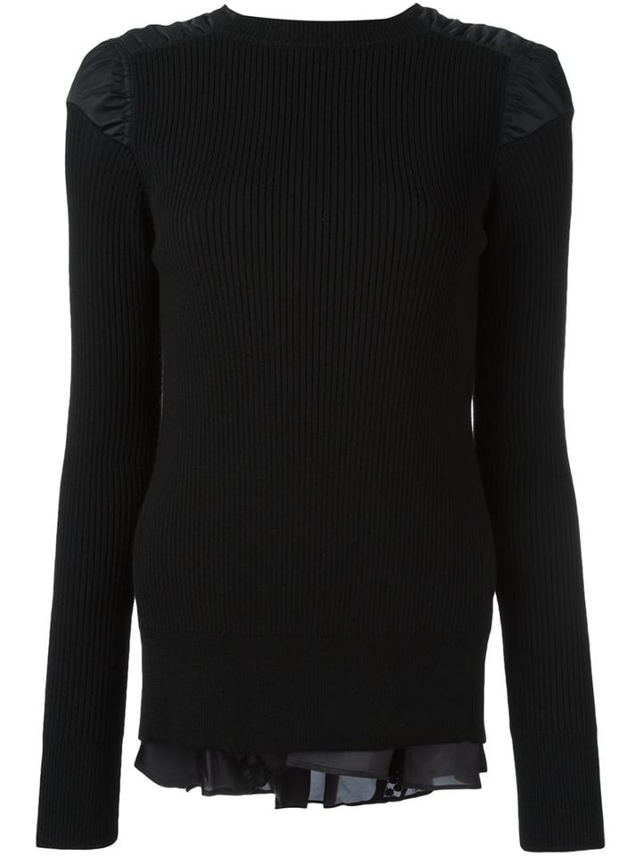 Sacai Cupro Insert Sweater, Women's, Size: 1, Black, Cotton/nylon/cupro/wool