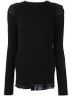 Sacai Cupro Insert Sweater, Women's, Size: 1, Black, Cotton/nylon/cupro/wool