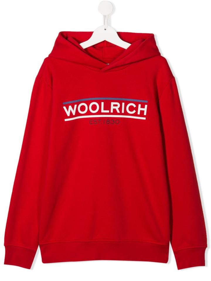 Woolrich Kids Teen Logo Print Hoodie - Red