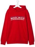 Woolrich Kids Teen Logo Print Hoodie - Red
