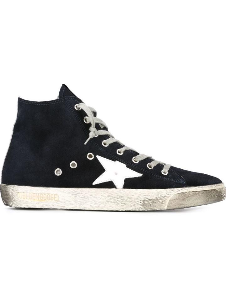 Golden Goose Deluxe Brand Francy Hi-top Sneakers, Men's, Size: 39, Blue, Suede/leather/rubber