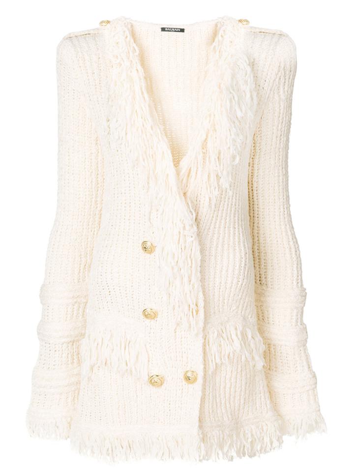 Balmain Button-embellished Cardigan - Nude & Neutrals