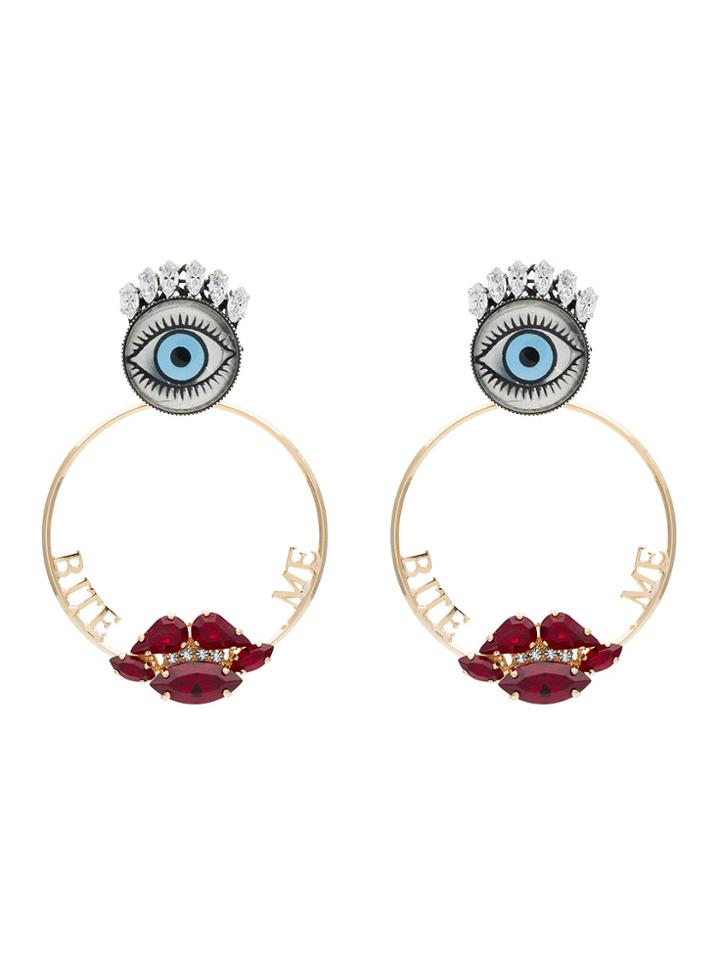 Anton Heunis Metallic Gold Bite Me Swarovski Crystal Earrings
