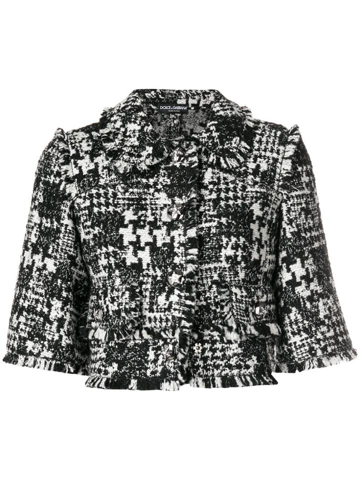 Dolce & Gabbana Tweed Cropped Jacket - Black