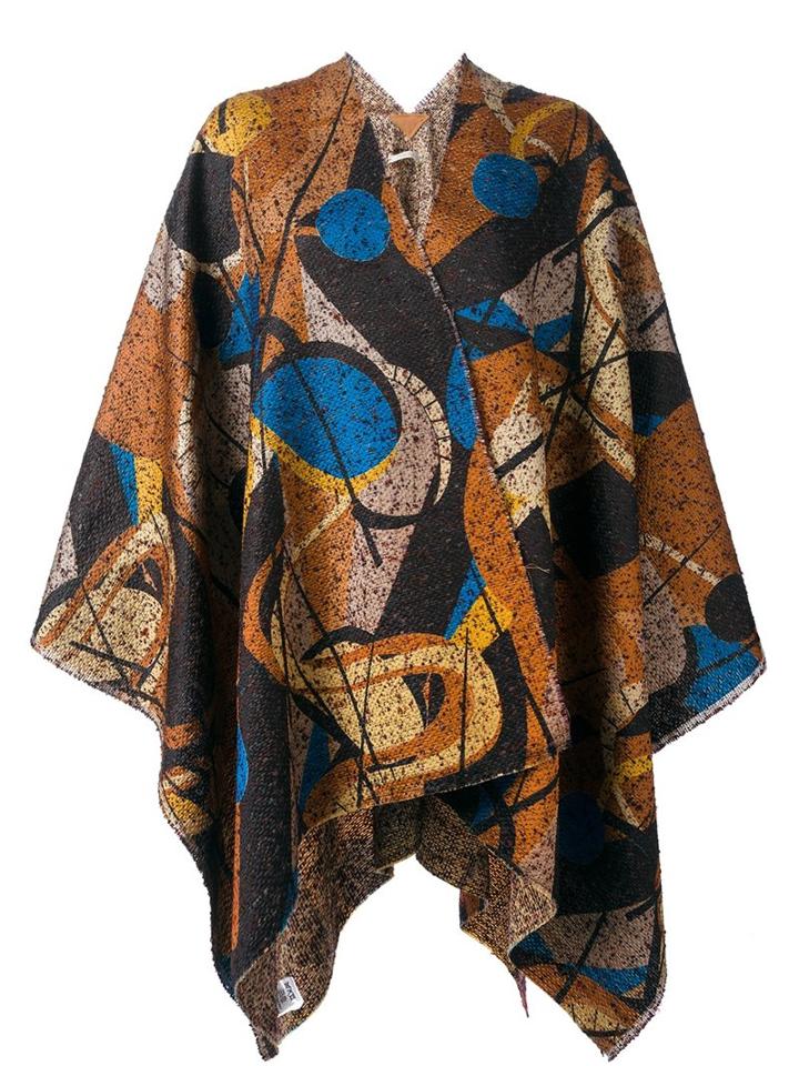 Ermanno Gallamini Geometric Print Woven Cape