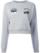 Chiara Ferragni Winking Eye Sweatshirt, Women's, Size: Small, Grey, Cotton/polyester/spandex/elastane