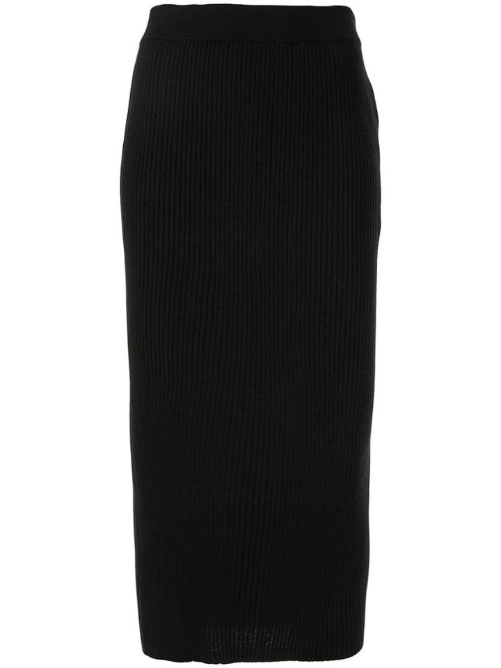 Tomorrowland Ribbed-knit Midi Skirt - Black