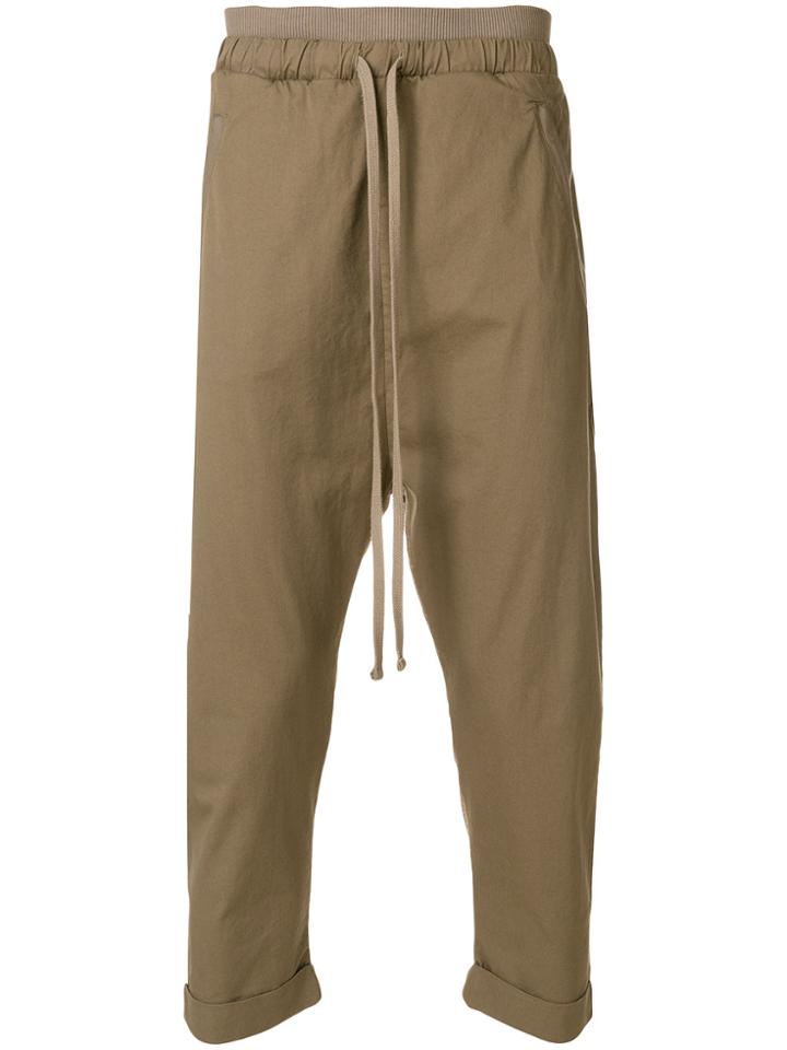 Thom Krom Cropped Dropped Crotch Trousers - Green