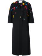 Oscar De La Renta Sequin Embellished Coat - Black