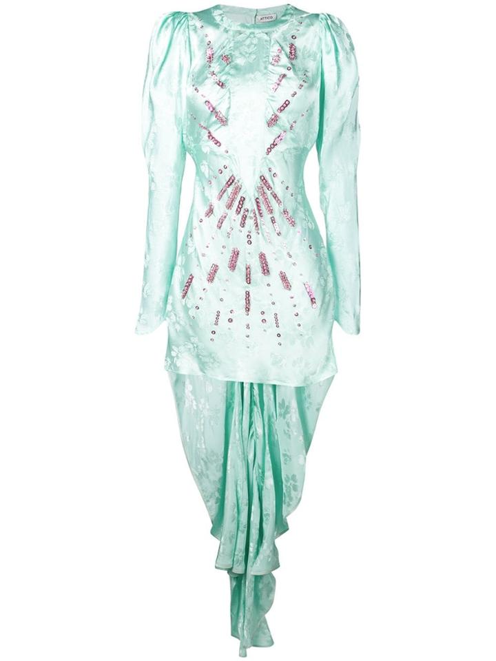Attico Puff Sleeved Dress - Green