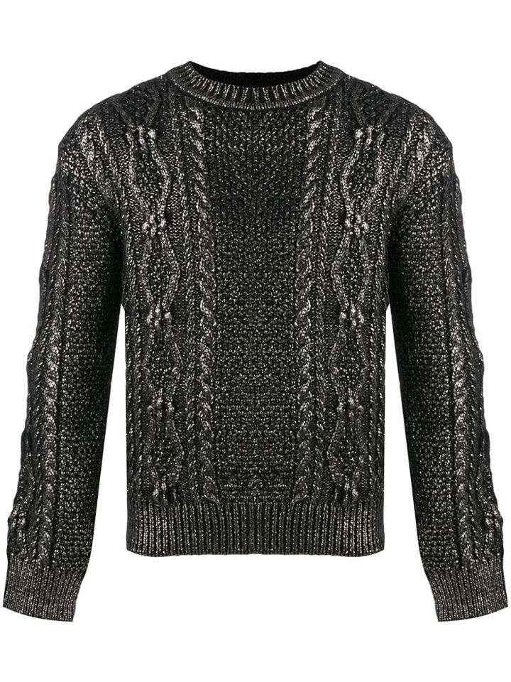 Saint Laurent Cable Knit Sweater - Black